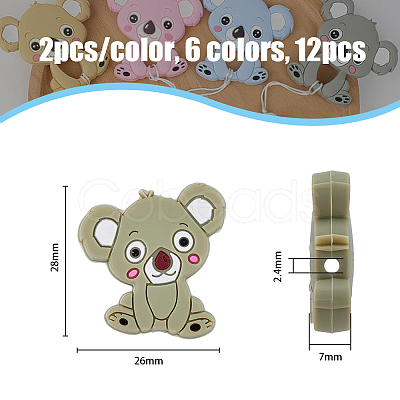 12Pcs 6 Colors Food Grade Eco-Friendly Silicone Beads SIL-HY0001-11-1