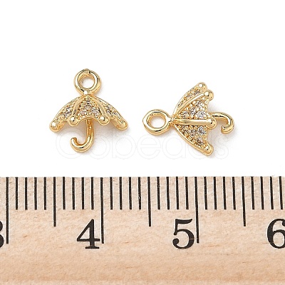 Brass Micro Pave Clear Cubic Zirconia Charms KK-P355-05G-1