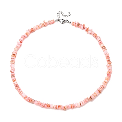 Dyed Natural Freshwater Shell Nuggets Beaded Necklaces NJEW-JN05488-04-1
