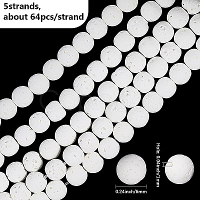 5 Strands Natural Lava Rock Round Beads Strands G-LT0001-02C-01-1