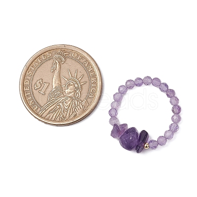 Natural Gemstone Beaded Rings RJEW-TA00191-1
