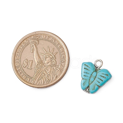 Dyed Synthetic Turquoise Pendants PALLOY-JF04177-1
