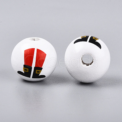 Christmas Spray Painted Schima Wood Beads WOOD-T032-38C-1