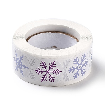 Christmas Themed Flat Round Roll Stickers X-DIY-B045-04B-1