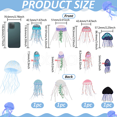 4Pcs 4 Colors Plastic PVC Hand-nailed Beads Paillette Sew on Clothing Patches PATC-FG0003-08-1