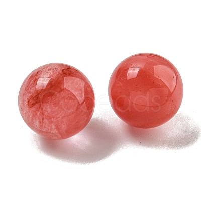 Cherry Quartz Glass Round Ball Figurines Statues for Home Office Desktop Decoration G-P532-02A-08-1