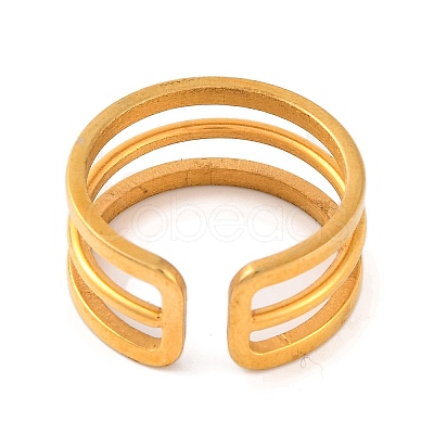Ion Plating(IP) 304 Stainless Steel Hollow Multi-layer Open Cuff Finger Rings for Women RJEW-S414-19B-G-1