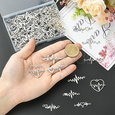 80Pcs 10 Styles Tibetan Style Alloy Connector Charms TIBE-CJ0001-38-1