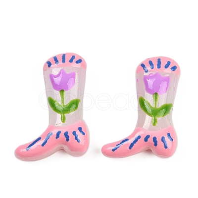 Boot Baking Paint Glass Enamel Beads LAMP-C020-02F-1