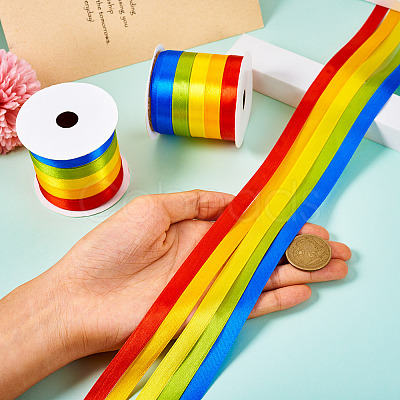 3 Rolls Rainbow Color Polyester Ribbon Set OCOR-TA0002-17-1