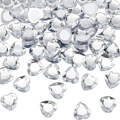 60Pcs Heart Acrylic Rhinestone Stick-On Cabochon TACR-FG0001-15B-1