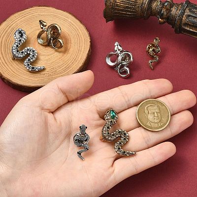 6Pcs 6 Styles Snake Zinc Alloy Lapel Pin Backs for Backpack Clothes JEWB-CJ0001-64-1