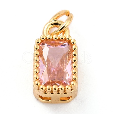 Real 18K Gold Plated Brass Inlaid Cubic Zirconia Charms ZIRC-L100-075G-1