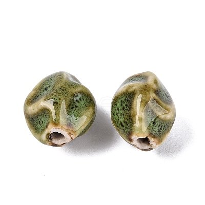 Vintage Handmade Porcelain Wrinkle Beads PORC-Q006-09E-1