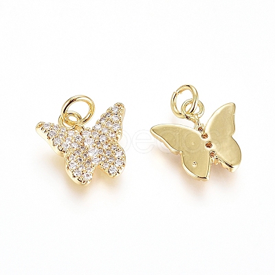 Brass Micro Pave Cubic Zirconia Pendants X-ZIRC-G166-30G-1