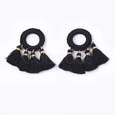 Polycotton(Polyester Cotton) Tassels Pendants FIND-Q077-01-1