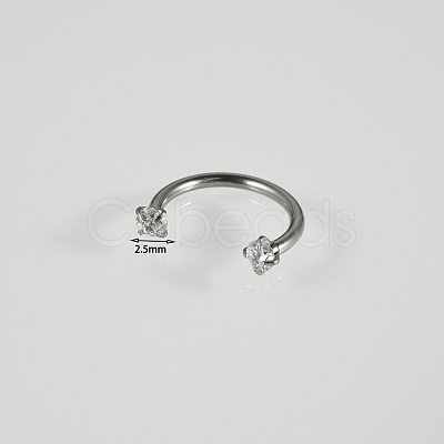 304 Stainless Steel Clear Cubic Zirconia Lip Rings WG22442-05-1