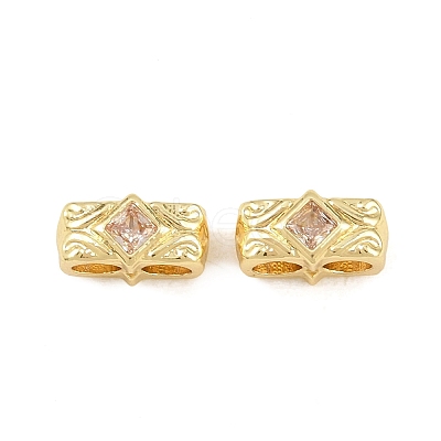 Brass Micro Pave Clear Cubic Zirconia Slide Charms KK-Z151-05G-1