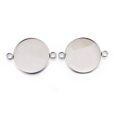 Tarnish Resistant 304 Stainless Steel Cabochon Connector Settings STAS-F191-15P-I-1