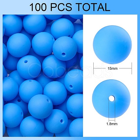 100Pcs Silicone Beads Round Rubber Bead 15MM Loose Spacer Beads for DIY Supplies Jewelry Keychain Making JX446A-1