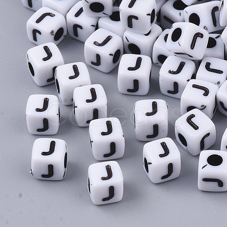 White Opaque Acrylic Beads MACR-R869-02J-1