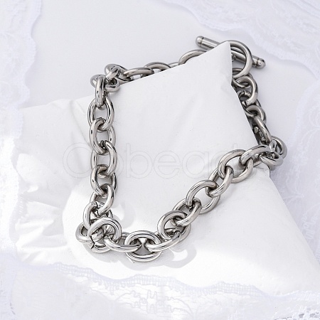 Tarnish Resistant 304 Stainless Steel Cable Chain Bracelets LS-BJEW-G618-04P-1