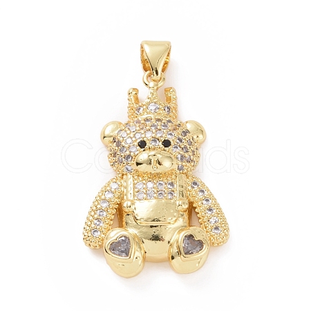 Brass Cubic Zirconia Pendants ZIRC-K089-15G-01-1