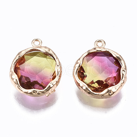 Two-Tone Faceted Glass Charms X-GLAA-S193-032D-1