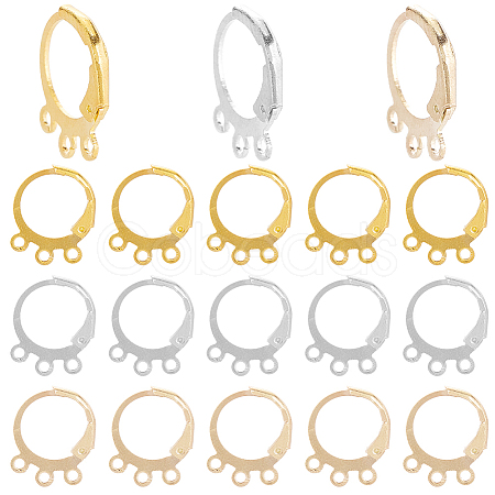 90Pcs 3 Colors Brass Leverback Earring Findings KK-SC0004-53-1