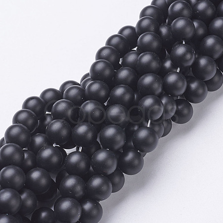 Natural Black Agate Beads Strands X-G-D543-8mm-1