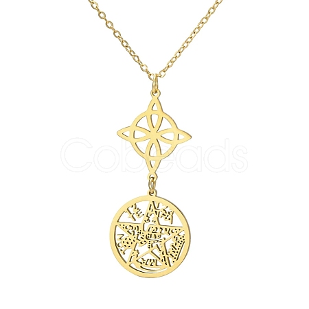 Witch Knot 304 Stainless Steel Hollow Pendant Y Necklaces for Women FS-WGCB0A9-16-1