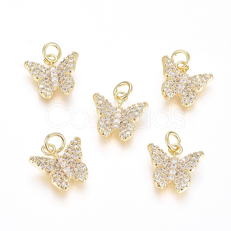 Brass Micro Pave Cubic Zirconia Pendants X-ZIRC-G166-30G-1