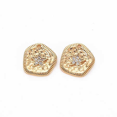 Brass Micro Pave Clear Cubic Zirconia Charms KK-S356-732-1
