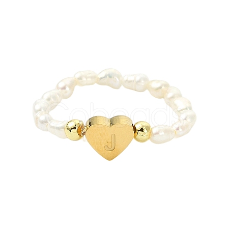 Natural Freshwater Pearl & 304 Stainless Steel Bead Finger Rings RJEW-FS00001-10-1