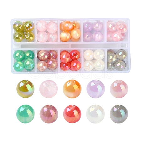 70Pcs 10 Colors Translucent Resin Beads RESI-YW0001-74-1