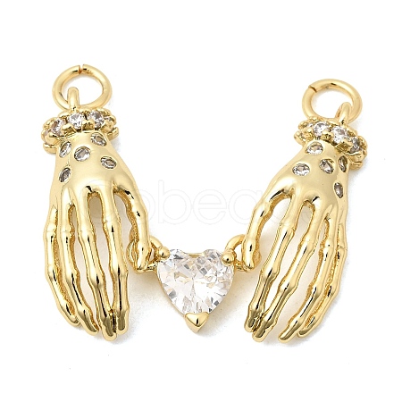 Brass Clear Cubic Zirconia Pendants KK-H267-033G-1