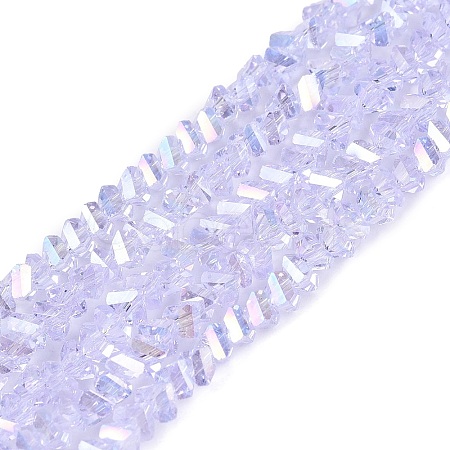 Electroplate Transparent Glass Beads Strands EGLA-Q139-01A-A23-1