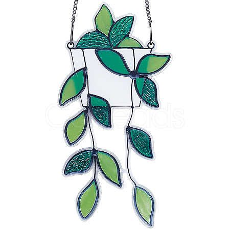 1 Set Plant Acrylic Leaf Window Hanging Decorations AJEW-GF0009-95-1