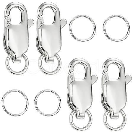 4Pcs 925 Sterling Silver Lobster Claw Clasps STER-BBC0009-40B-1