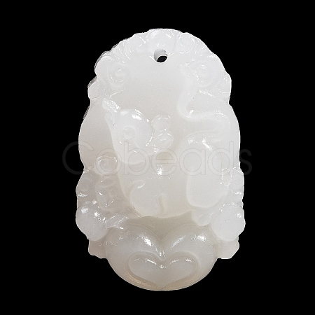 Natural White Jade Carved Pendants G-S384-01A-1