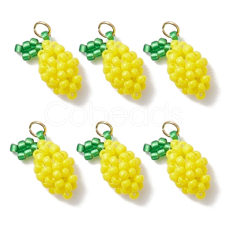 Glass Seed Beaded Lemon Pendants PALLOY-MZ00853-01-1