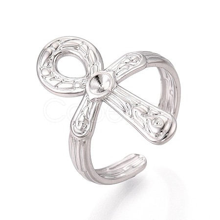 Ankh Cross 304 Stainless Steel Open Cuff Ring Components STAS-N108-60P-1
