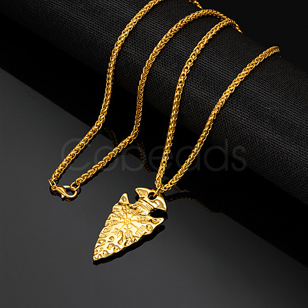 Vintage 304 Stainless Steel Viking Arrowhead Pendant Necklaces for Men WG2716D-03-1