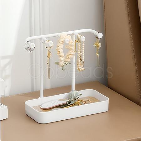 Plastic Jewelry Display Stand with Wood Tray LS-AJEW-Z032-02B-1