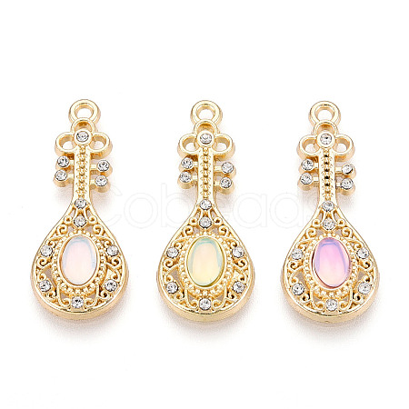 Alloy Rhinestone and Glass Pendants PALLOY-T093-02M-G-1