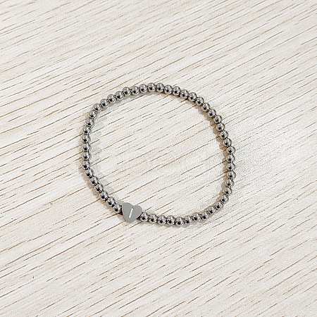 304 Stainless Steel Beads Stretch Bracelets for Women FS-WGC4F34-09-1