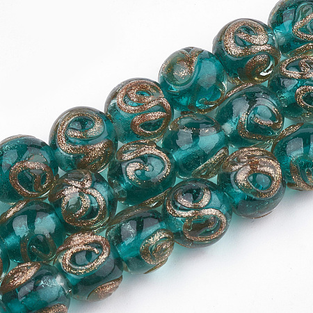 Handmade Gold Sand Lampwork Beads LAMP-T006-06E-1