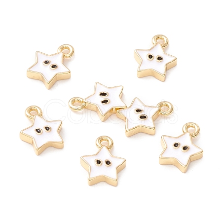 Rack Plating Eco-friendly Brass Enamel Charms KK-D073-01G-04-NR-1
