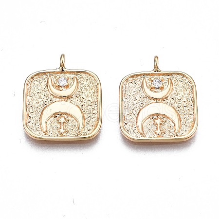 Brass Micro Pave Clear Cubic Zirconia Pendants KK-N232-250-1