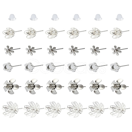30Pcs 5 Styles 304 Stainless Steel Stud Earring Findings STAS-YW0001-87-1
